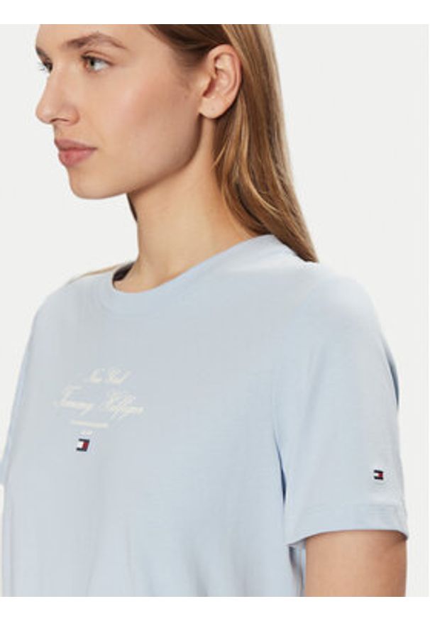 TOMMY HILFIGER - Tommy Hilfiger T-Shirt WW0WW43895 Błękitny Regular Fit. Kolor: niebieski. Materiał: bawełna