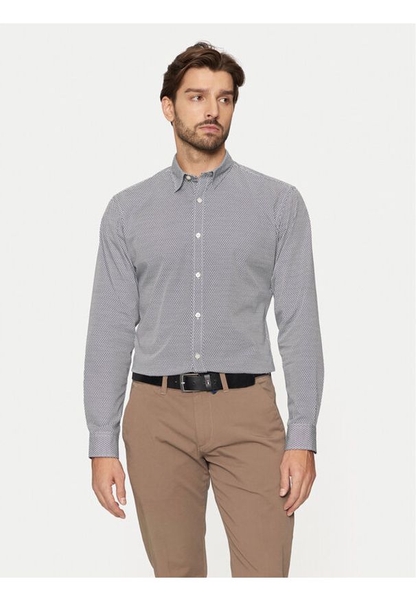 Jack & Jones - Jack&Jones Koszula Matheo 12261090 Szary Slim Fit. Kolor: szary. Materiał: syntetyk, bawełna