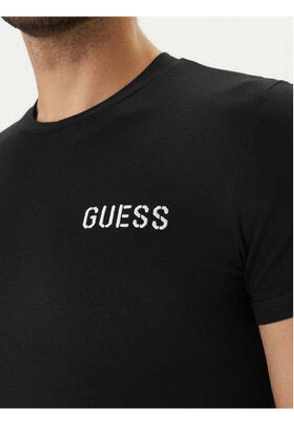 Guess T-Shirt U6GM03 K6YW1 Czarny Slim Fit. Kolor: czarny. Materiał: bawełna