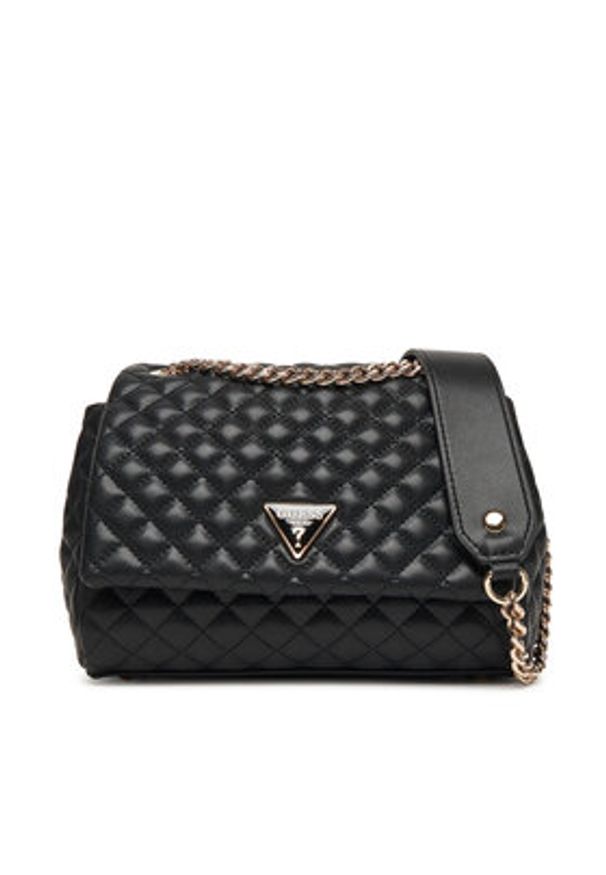 Guess Torebka Everlee HWQG86 79210 Czarny. Kolor: czarny. Materiał: skórzane