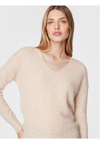 Moss Copenhagen Sweter Mohair 16919 Beżowy Regular Fit. Kolor: beżowy. Materiał: syntetyk