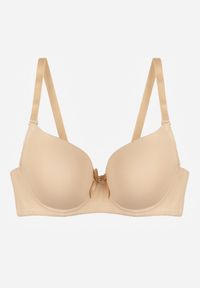 Renee - Beżowy Biustonosz o Gładkim Wykończeniu z Kokardką Phiphise. Kolor: beżowy. Wzór: gładki #7