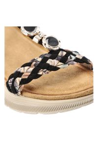 Sandały damskie Artiker, cholewka z materiału odkryty przód miękka wkładka, czarne, 58C0004. Zapięcie: pasek. Kolor: czarny. Materiał: materiał. Wzór: aplikacja. Sezon: lato. Styl: elegancki #6