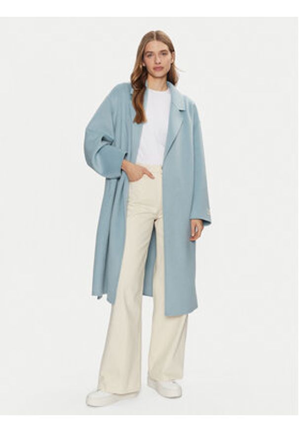 Calvin Klein Płaszcz wełniany K20K207813 Błękitny Regular Fit. Kolor: niebieski. Materiał: syntetyk