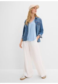 bonprix - Top z miękkiej mieszanki wiskozy. Typ kołnierza: dekolt w serek. Kolor: niebieski. Materiał: wiskoza. Styl: elegancki #2