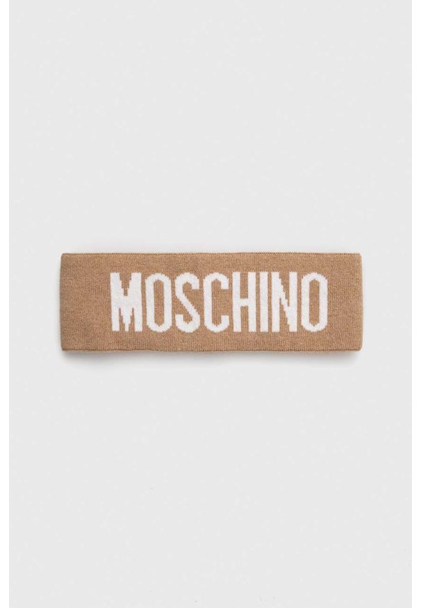 MOSCHINO - Moschino opaska wełniana kolor brązowy. Kolor: brązowy. Materiał: wełna