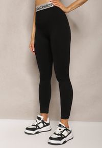 Renee - Czarne Sportowe Legginsy Elastyczne z Ozdobną Szeroką Gumą w Pasie Larnode. Okazja: na co dzień. Kolor: czarny. Materiał: guma. Styl: sportowy #5