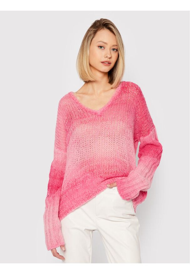 Guess Sweter Ariane W1BR14 Z2W30 Różowy Relaxed Fit. Kolor: różowy. Materiał: syntetyk
