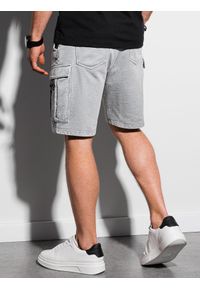 Ombre Clothing - Krótkie spodenki męskie dresowe W292 - jasnoszare - XL. Kolor: szary. Materiał: dresówka. Długość: krótkie #5