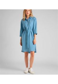 Lee - LEE LONG DENIM DRESS REGULAR FIT DAMSKA SUKIENKA FADED BLUE L50YGIOF. Materiał: denim #5