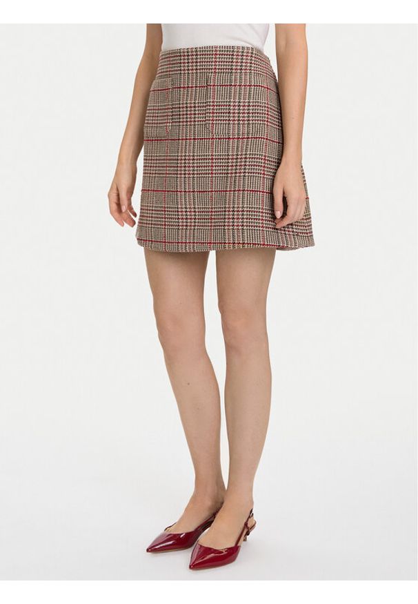 TOMMY HILFIGER - Tommy Hilfiger Spódnica mini Seasonal WW0WW48265 Beżowy Regular Fit. Kolor: beżowy. Materiał: bawełna