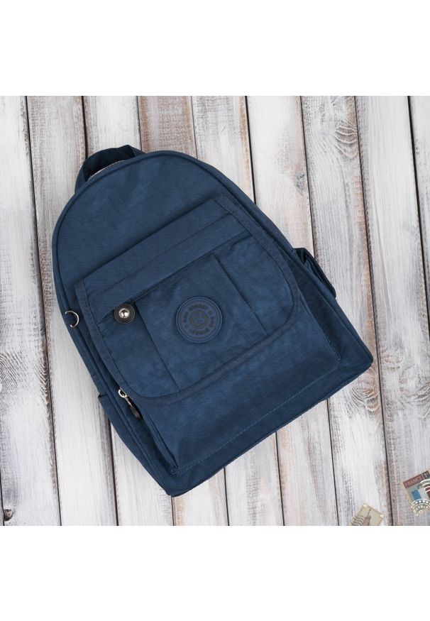 BAG STREET - Plecak damski granatowy Bag Street SP-10-DB. Kolor: niebieski. Materiał: materiał. Styl: street