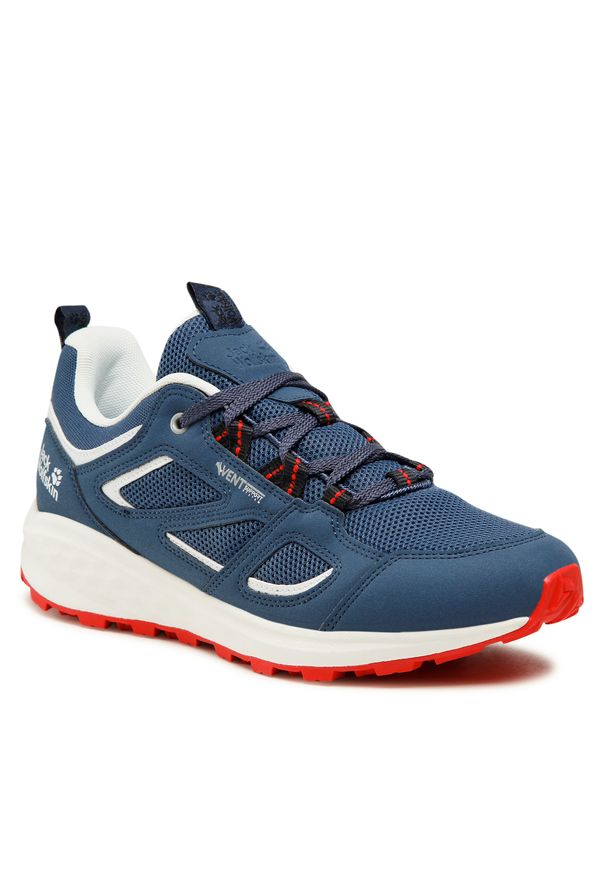 Trekkingi Jack Wolfskin - Vojo 3 Vent Low M 4051221 Dark Blue/Red. Kolor: niebieski. Materiał: skóra, materiał. Sport: turystyka piesza