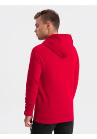 Ombre Clothing - Bluza męska kangurka z nadrukiem - czerwona V2 OM-SSPS-0151 - XXL. Typ kołnierza: kaptur. Kolor: czerwony. Materiał: bawełna, poliester. Wzór: nadruk #5