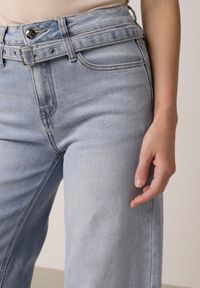 Born2be - Niebieskie Szerokie Jeansy z Bawełną z Wysokim Stanem i Denimowym Paskiem Venwyn. Okazja: na co dzień, na spotkanie biznesowe, do pracy. Stan: podwyższony. Kolor: niebieski. Styl: casual, biznesowy, elegancki #5