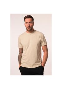 JAY-PI - Męski T-shirt fitness rękaw 1/2 QuickDry nadruk z tyłu do rozm. 7 XL. Kolekcja: plus size. Kolor: beżowy. Materiał: materiał, poliester, bawełna. Wzór: nadruk. Sport: fitness