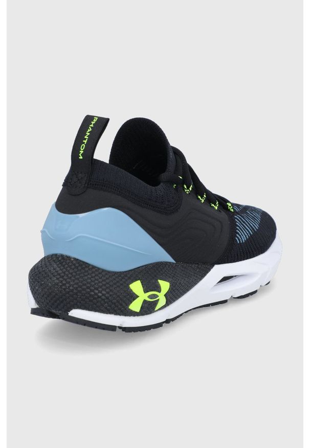 Under Armour buty do biegania Phantom 2 INKNT kolor czarny. Zapięcie: sznurówki. Kolor: czarny. Materiał: guma, tworzywo sztuczne. Szerokość cholewki: normalna. Wzór: aplikacja. Sport: bieganie