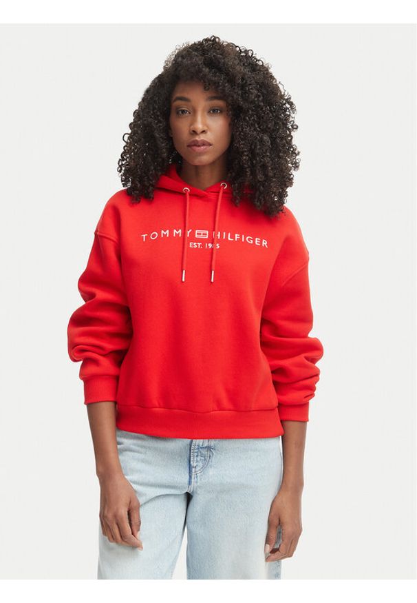 TOMMY HILFIGER - Tommy Hilfiger Bluza WW0WW47832 Czerwony Regular Fit. Kolor: czerwony. Materiał: bawełna