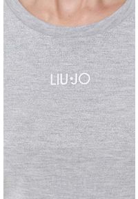 Liu Jo t-shirt damski kolor beżowy. Okazja: na co dzień. Kolor: szary. Materiał: materiał. Wzór: nadruk. Styl: casual #2