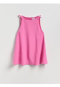 Reserved - Sukienka mini - fioletowy. Kolor: fioletowy. Materiał: len, wiskoza, tkanina. Długość: mini