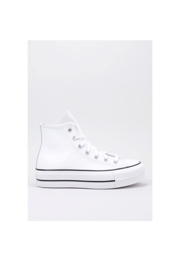 Converse - Kapcie CONVERSE CHUCK TAYLOR ALL STAR PLATFORM LEATHER Biały. Okazja: na co dzień. Kolor: biały. Materiał: skóra, materiał. Obcas: na platformie. Model: Converse All Star