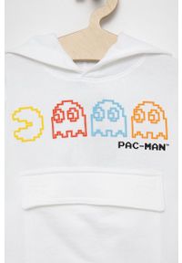 United Colors of Benetton bluza bawełniana dziecięca x Pac-man kolor biały z kapturem z nadrukiem. Okazja: na co dzień. Typ kołnierza: kaptur. Kolor: biały. Materiał: bawełna. Długość: długie. Wzór: nadruk. Styl: casual #3