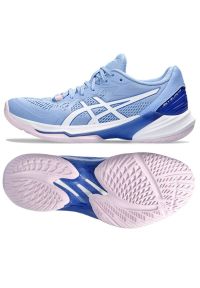 Buty siatkarskie Asics Sky Elite Ff 2 W 1052A053-403 niebieskie. Wysokość cholewki: przed kostkę. Kolor: niebieski. Materiał: syntetyk, materiał, guma. Szerokość cholewki: normalna. Sport: siatkówka