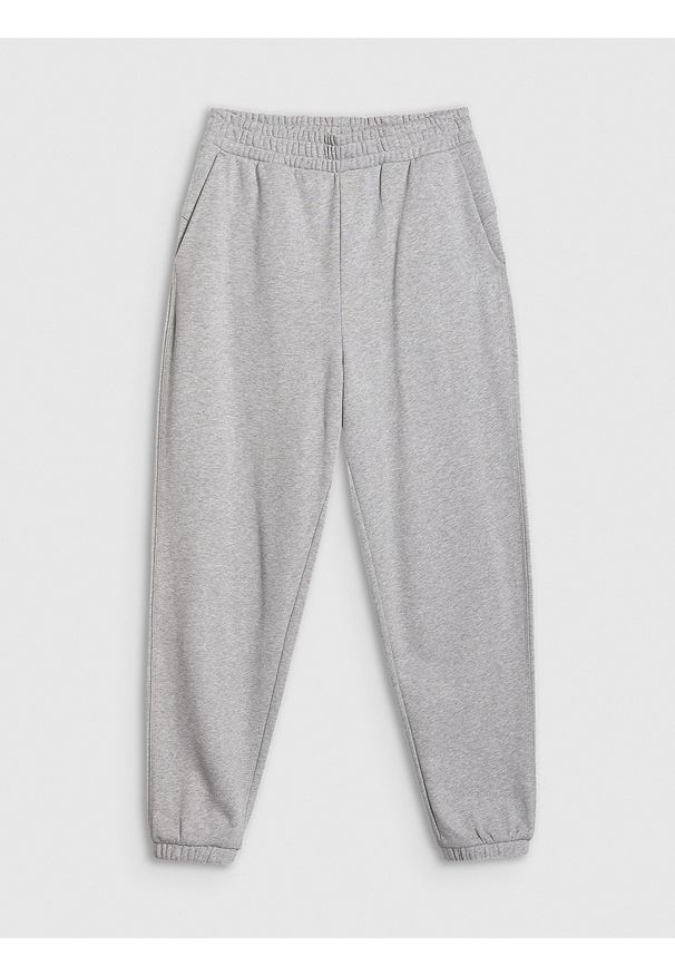 4f - 4F Spodnie dresowe joggery damskie - szare XL. Kolor: szary. Materiał: dresówka
