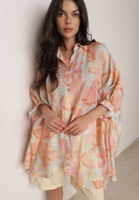 Born2be - Pomarańczowa Oversizowa Koszula z Bawełną o Kroju Typu Nietoperz Nyletia. Okazja: na co dzień. Typ kołnierza: kołnierzyk klasyczny. Kolor: pomarańczowy. Materiał: bawełna. Sezon: wiosna, lato. Styl: casual, elegancki, klasyczny #1