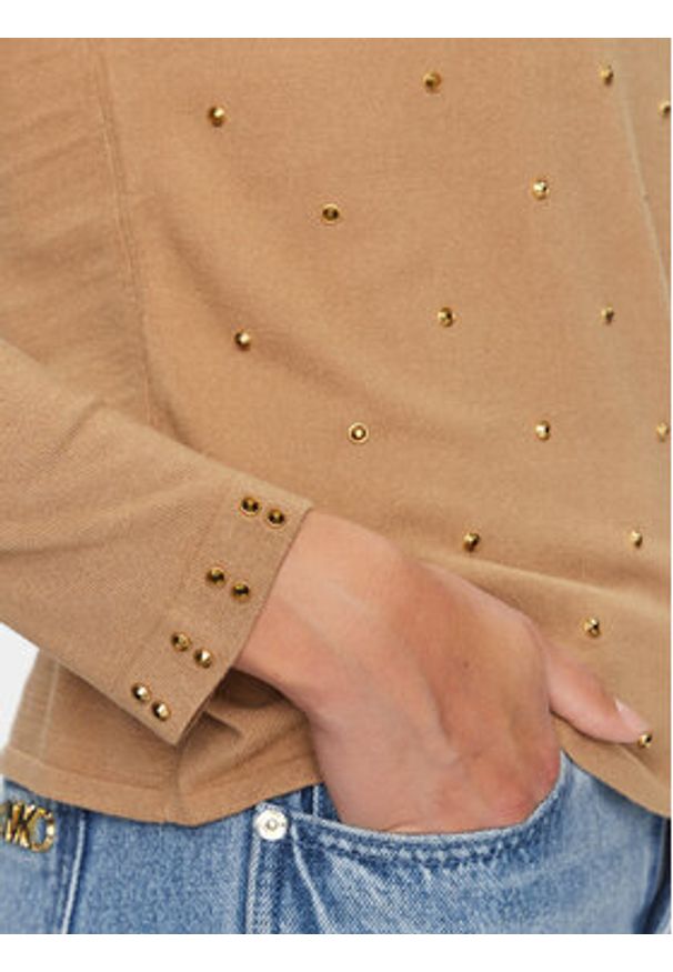 TwinSet - TWINSET Sweter 232TT3170 Beżowy Regular Fit. Kolor: beżowy. Materiał: wiskoza