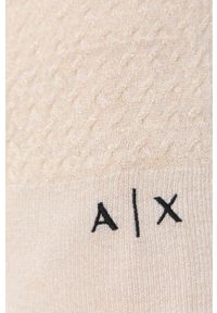 Armani Exchange sweter z domieszką wełny damski kolor złoty lekki z półgolfem. Kolor: złoty. Materiał: wełna. Wzór: ze splotem #5