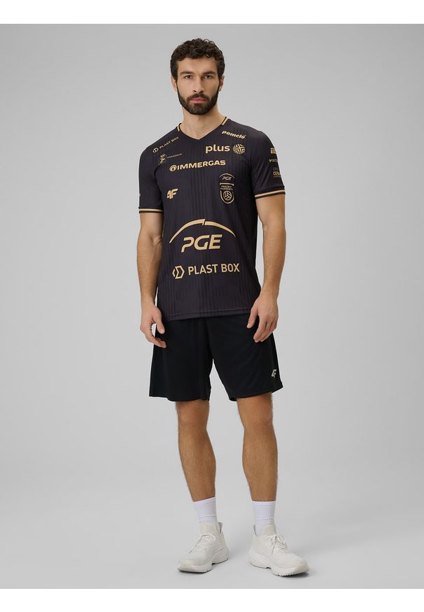 4f - 4F Koszulka meczowa replika wyjazdowa z sezonu 2025/26 męska 4F x Projekt Warszawa - czarna L. Kolor: czarny. Materiał: dzianina, materiał. Wzór: nadruk