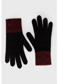 MOSCHINO - Moschino rękawiczki wełniane damskie kolor czarny. Kolor: czarny. Materiał: wełna #1
