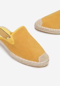 Renee - Żółte Klapki Mathopheu. Nosek buta: okrągły. Kolor: żółty. Wzór: aplikacja. Obcas: na platformie #2