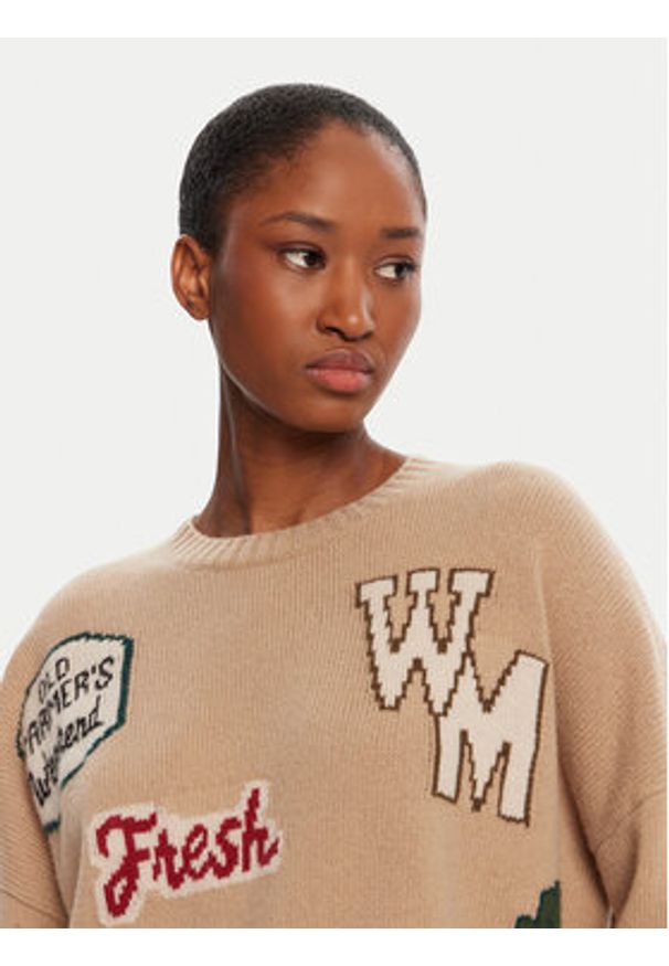 Weekend Max Mara Sweter Pavidi 2525366262 Beżowy Oversize. Kolor: beżowy. Materiał: wełna