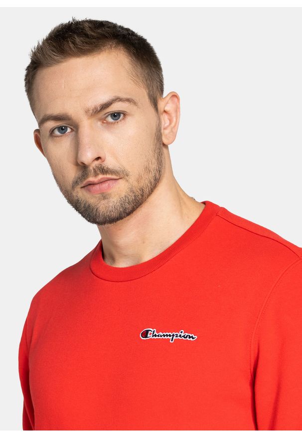 Bluza męska Champion Organic Cotton Blend Small Script Logo (216476-RS011). Kolor: czerwony. Materiał: materiał. Styl: elegancki, sportowy