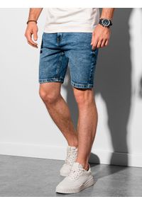 Ombre Clothing - Krótkie spodenki męskie jeansowe W308 - niebieskie - XXL. Kolor: niebieski. Materiał: jeans. Długość: krótkie. Sezon: wiosna, lato. Styl: klasyczny #4