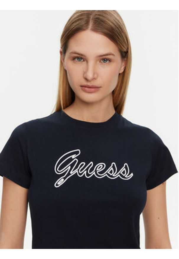 Guess T-Shirt V5GI02 K9RM1 Granatowy Slim Fit. Kolor: niebieski. Materiał: bawełna