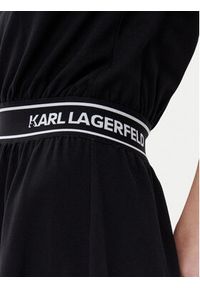 Karl Lagerfeld - KARL LAGERFELD Sukienka codzienna A2W13038 Czarny Regular Fit. Okazja: na co dzień. Typ kołnierza: dekolt w karo. Kolor: czarny. Materiał: bawełna. Typ sukienki: proste. Styl: casual #5