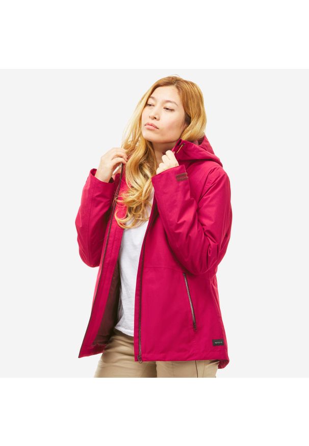 FORCLAZ - Kurtka turystyczna damska zimowa Forclaz SH500 mountain -10°C 3w1 wodoodporna. Kolor: wielokolorowy, czerwony, różowy, brązowy. Materiał: materiał. Sezon: zima. Sport: turystyka piesza