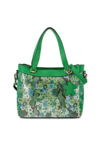 Torebka damska Laura Vita, z materiału syntetycznego z ozdobnym wzorem kwiatowym krótkie uchwyty do noszenia w dłoni regulowany pasek na ramię dekora. Kolor: zielony. Wzór: kwiaty. Styl: casual. Rodzaj torebki: na ramię #5
