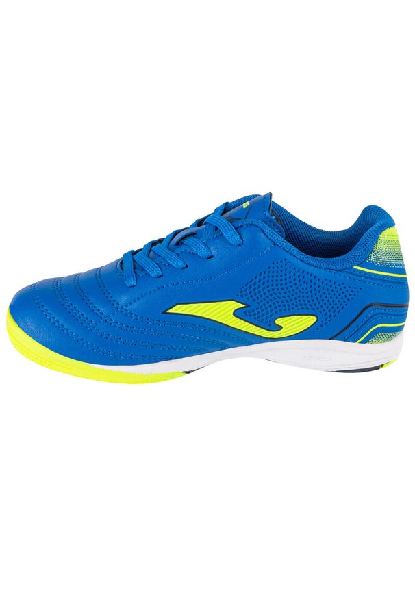 Joma - Buty halowe do piłki nożnej chłopięce, Toledo Jr 24 TOJW. Kolor: niebieski. Materiał: materiał, syntetyk. Szerokość cholewki: normalna. Sport: piłka nożna