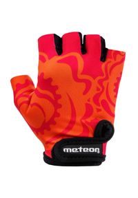 Meteor - Rękawiczki Rowerowe Dziecięce Kwiaty. Kolor: czerwony. Wzór: kwiaty. Sport: kolarstwo #1