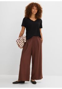 bonprix - T-shirt z dekoltem w serek. Typ kołnierza: dekolt w serek. Kolor: czarny. Długość rękawa: krótki rękaw. Długość: długie, krótkie #2