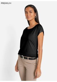 bonprix - Koszulka z domieszką jedwabiu. Kolor: czarny. Materiał: jedwab. Styl: elegancki, klasyczny #1