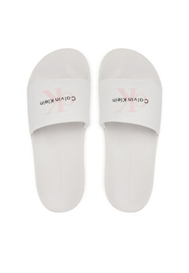 Calvin Klein Jeans Klapki Slide Monogram Wn Logo Ck YW0YW01967 Biały. Kolor: biały. Materiał: materiał