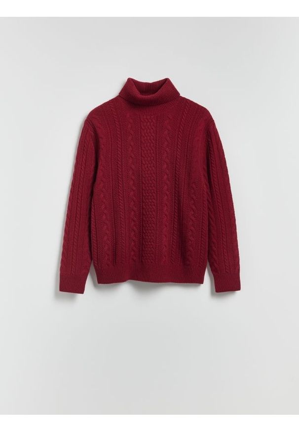 Reserved - Sweter z wełną - czerwony. Kolor: czerwony. Materiał: wełna