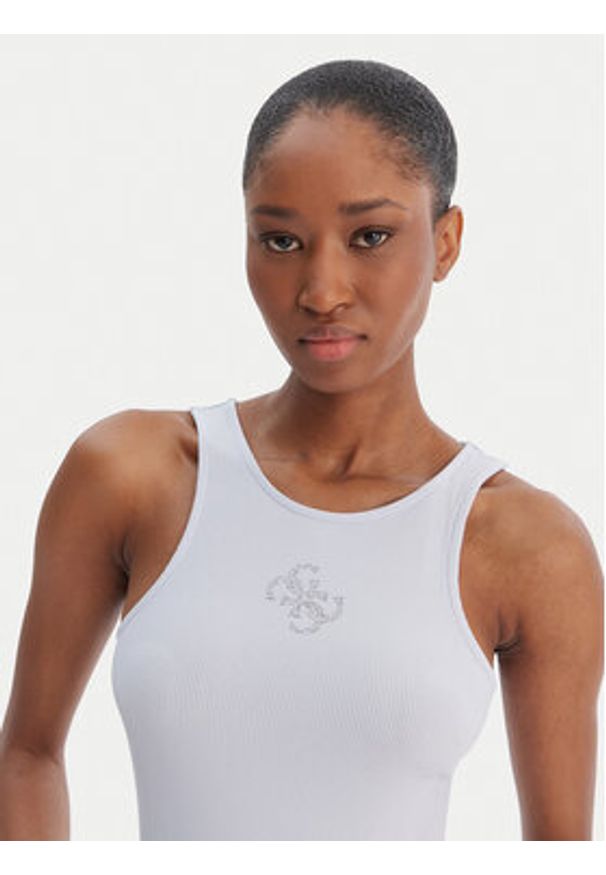 Guess Top W6RP39 KD092 Błękitny Regular Fit. Kolor: niebieski. Materiał: syntetyk