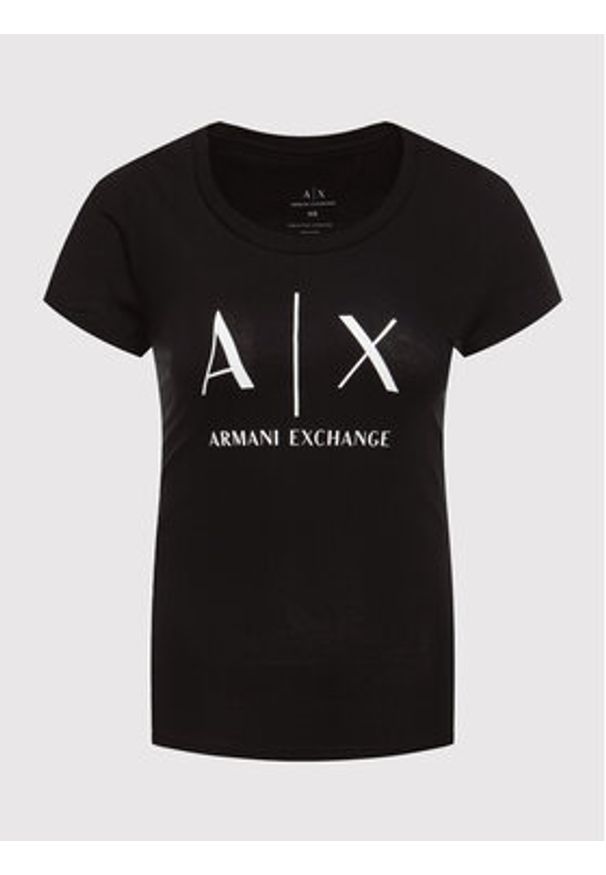 Armani Exchange T-Shirt 8NYT70 YJ16Z 1200 Czarny Regular Fit. Kolor: czarny. Materiał: bawełna