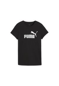 Puma - Damska koszulka z logo NO. 1 ESS METALLIC PUMA Black Metallic Silver. Kolor: czarny. Wzór: nadruk. Sport: fitness
